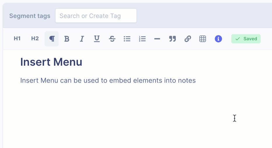 Insert media elements or comments within your research notes