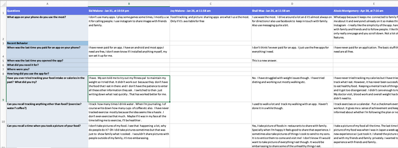 Exported interview data on UserBit