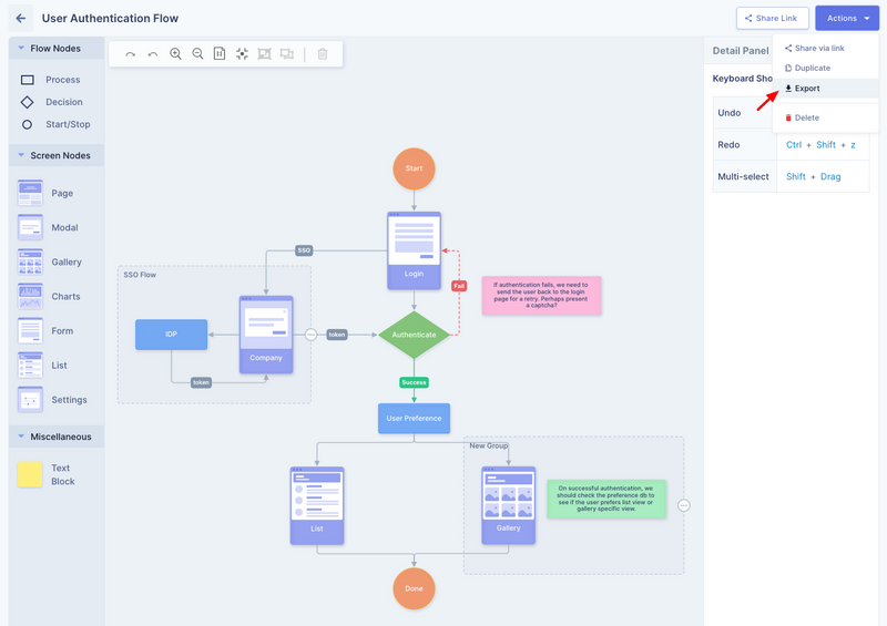 Userflow export