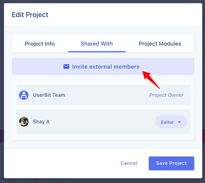 Invite members from within project